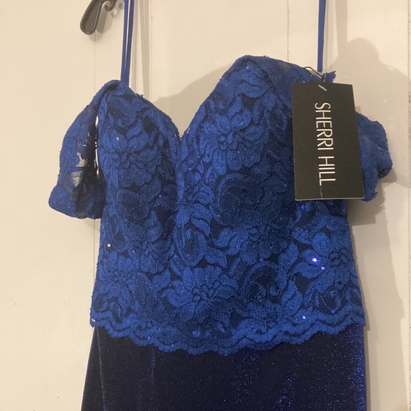 SHERRI HILL GOWN NWT ROYAL BLUESIZE 6 - Picture 4 of 16